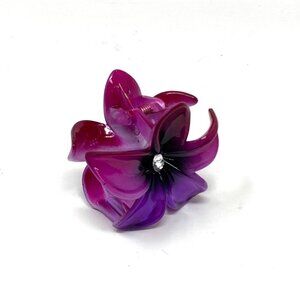 3" Claw Hair Clip Hawaiian Purple Plumeria Summer Vacation Tropical New